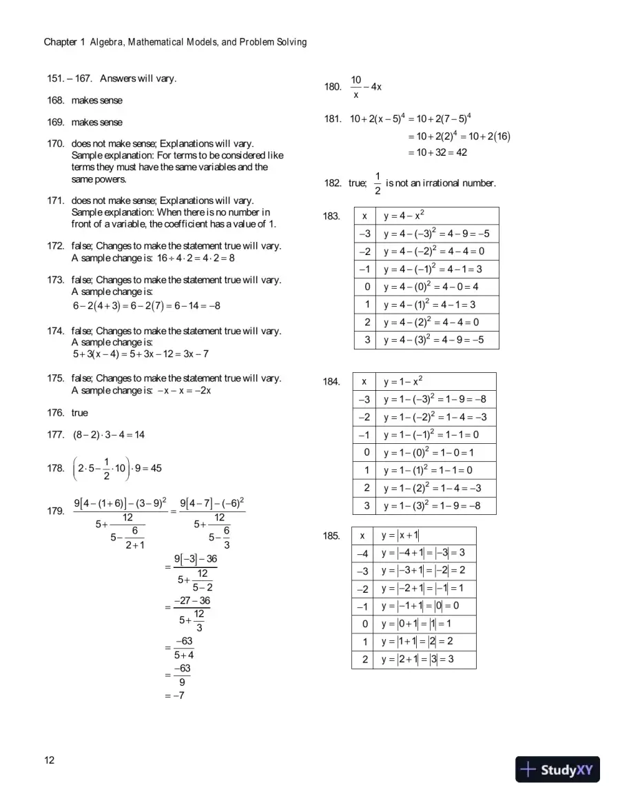 Solution Manual for Algebra for College Students, 8th Edition, page 15