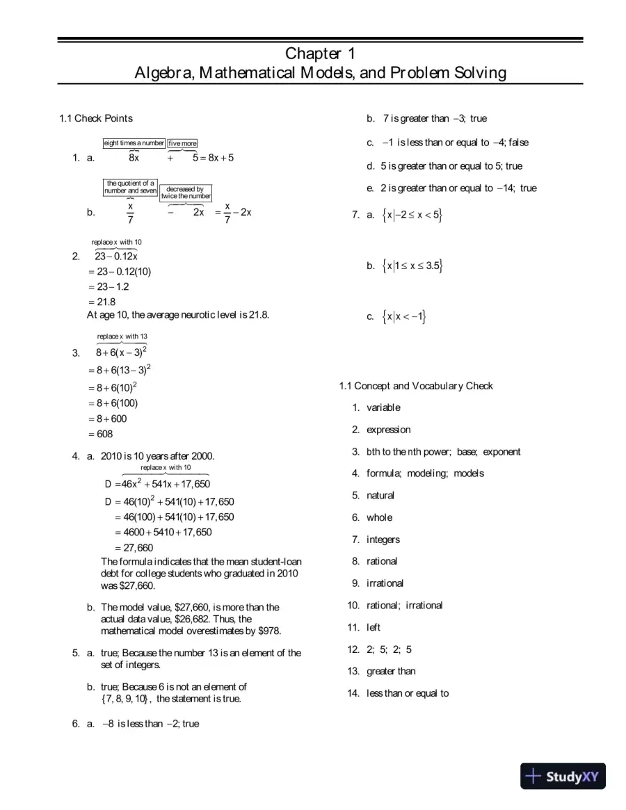 Solution Manual for Algebra for College Students, 8th Edition, page 4
