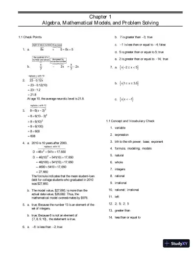 Solution Manual for Algebra for College Students, 8th Edition - Page 4 preview image