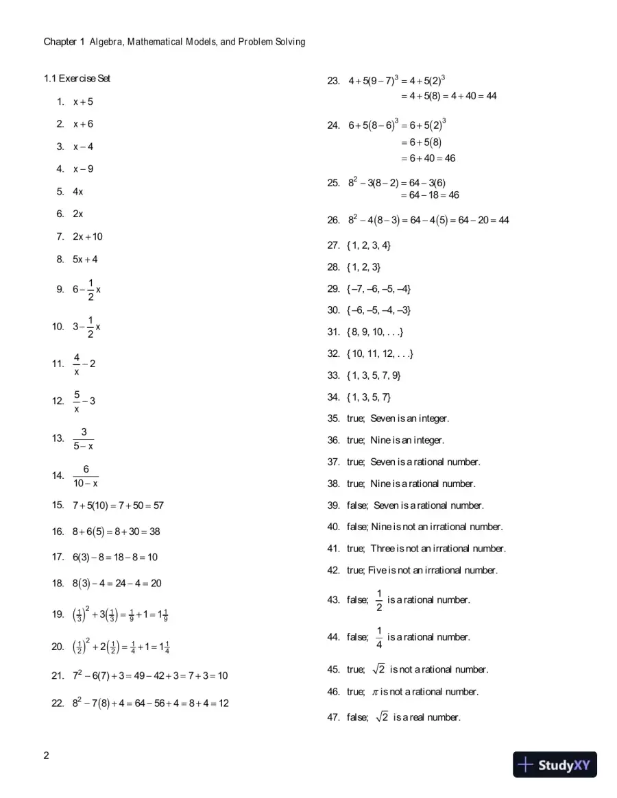 Solution Manual for Algebra for College Students, 8th Edition, page 5