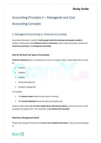 Accounting Principles II – Managerial and Cost Accounting Concepts - Page 1 preview image