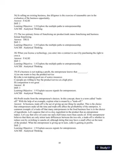 Test Bank for Entrepreneurship: Starting and Operating A Small Business, 5th Edition - Page 12 preview image