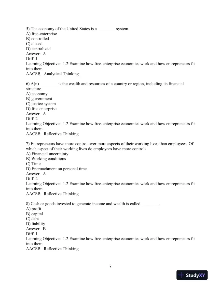 Test Bank for Entrepreneurship: Starting and Operating A Small Business, 5th Edition, page 4