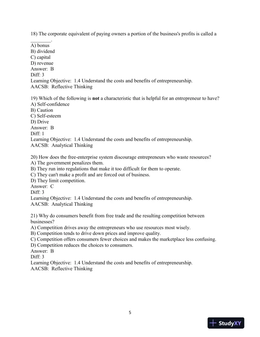 Test Bank for Entrepreneurship: Starting and Operating A Small Business, 5th Edition, page 7