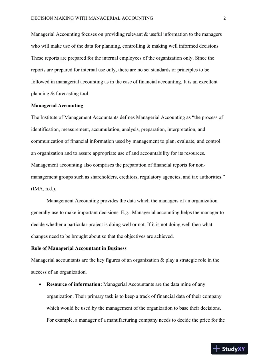 Decision Making with Managerial Accounting, page 3