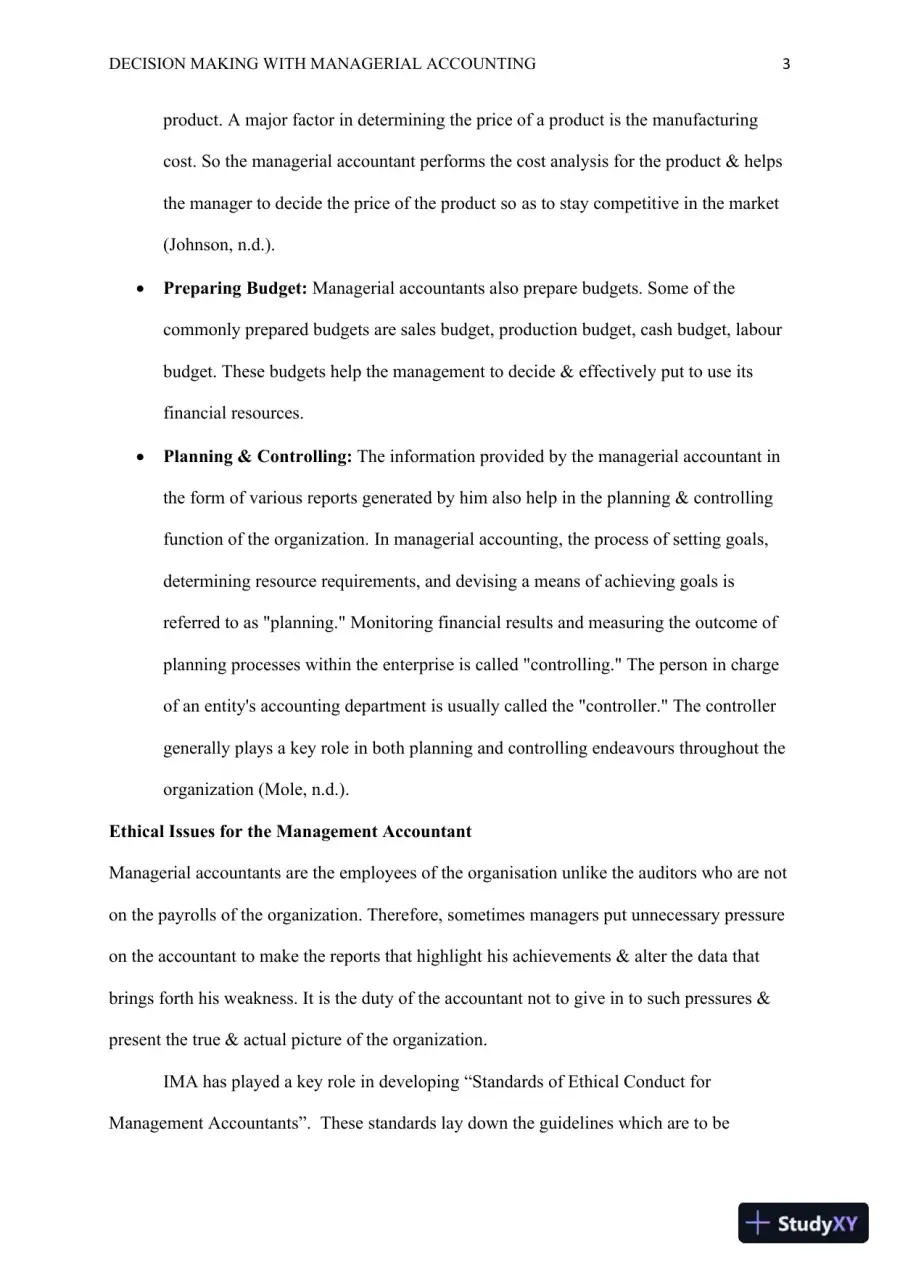 Decision Making with Managerial Accounting, page 4