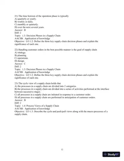 Test Bank for Supply Chain Management: Strategy, Planning, and Operation, 7th Edition - Page 14 preview image