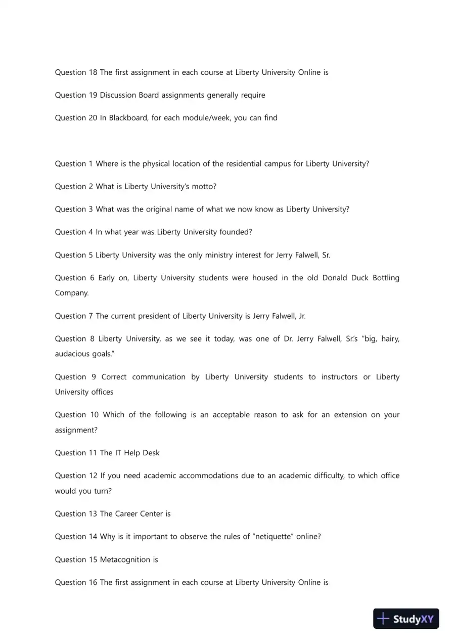 Liberty University INFT 101 module Quiz 1 Complete Solutions Correct Answers Key, page 3
