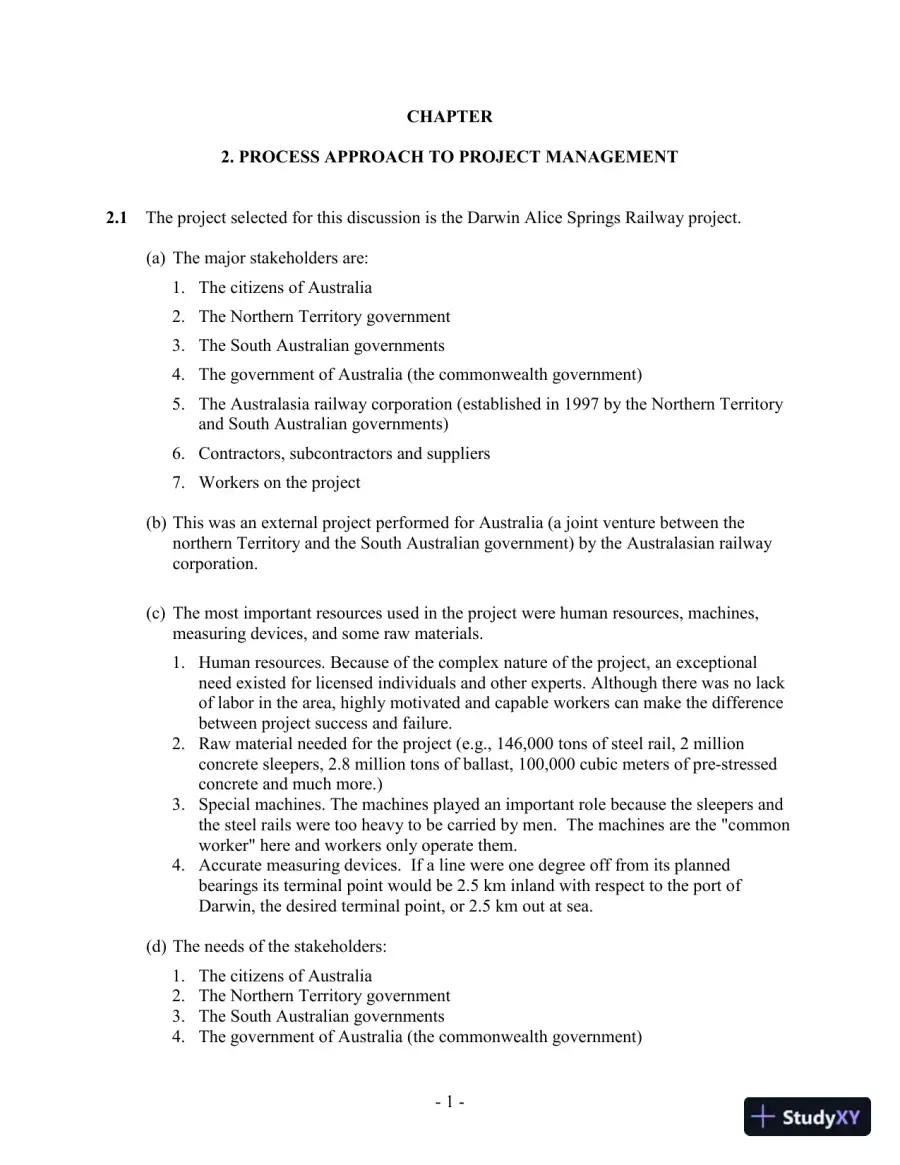 Solution Manual for Project Management: Processes, Methodologies, and Economics, 3rd Edition, page 11