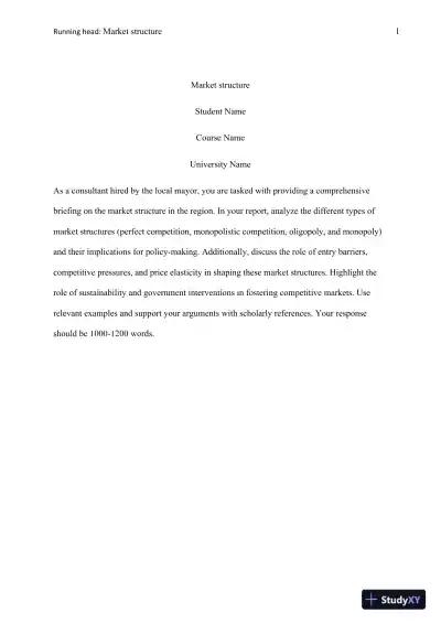 Analyzing Market Structures and Their Implications for Policy-Making and Sustainability - Page 1 preview image