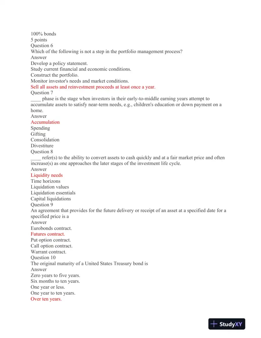 FIN 550: Midterm Exam on Investment and Portfolio Management, page 3