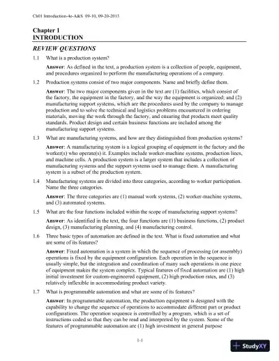 Solution Manual for Automation, Production Systems, and Computer-Integrated Manufacturing, 4th Edition - Page 3 preview image