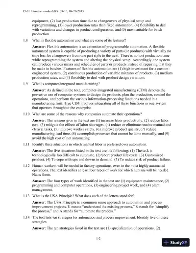 Solution Manual for Automation, Production Systems, and Computer-Integrated Manufacturing, 4th Edition - Page 4 preview image