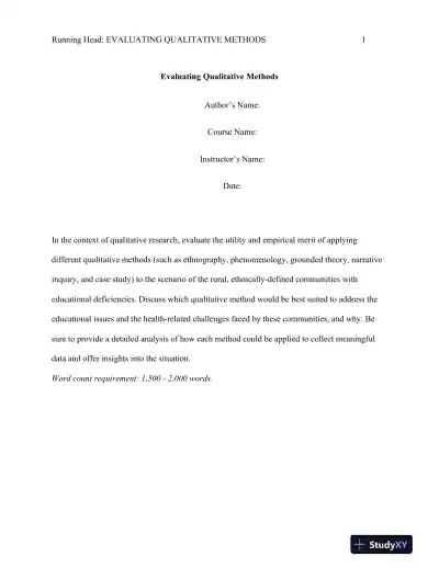 Evaluating Qualitative Research Methods for Addressing Educational and Health Challenges in Rural, Ethnically-Defined Communities - Page 1 preview image
