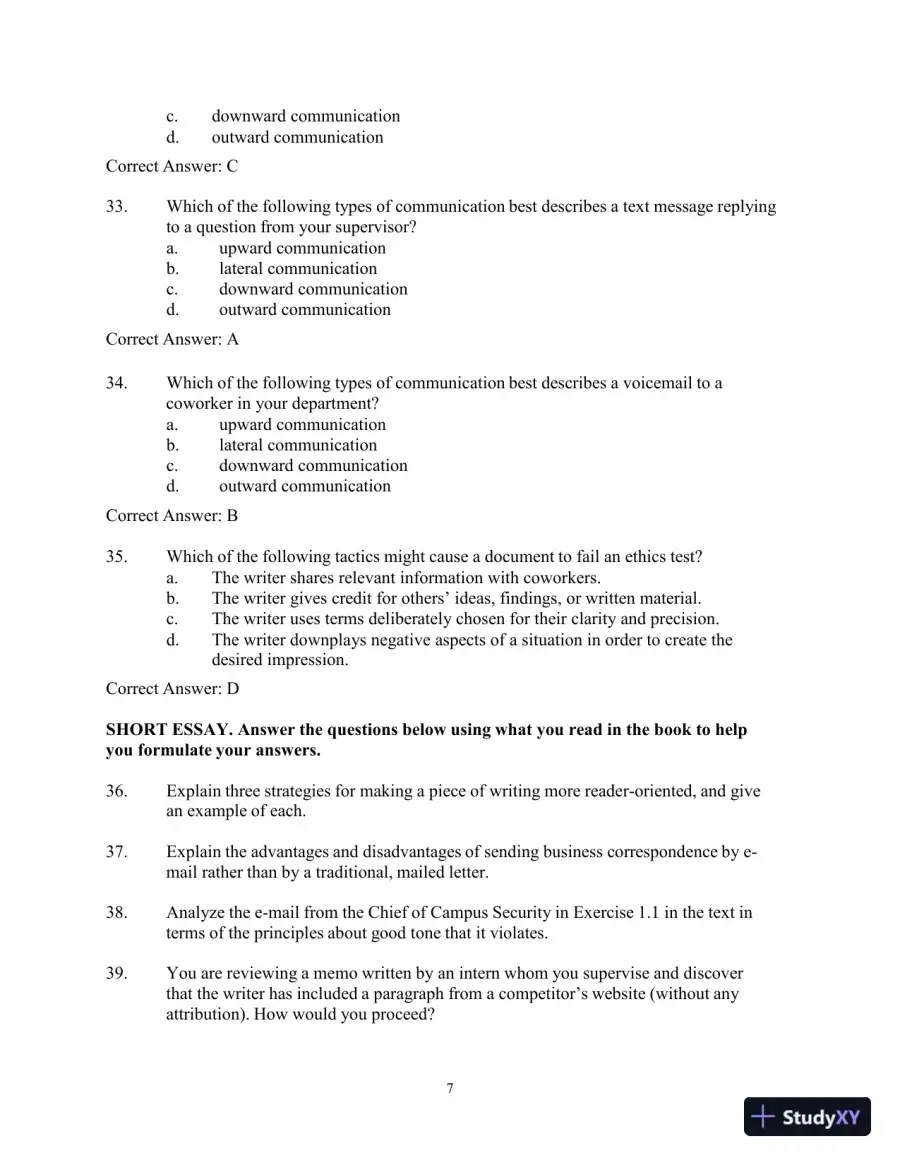 Test Bank for Workplace Communications: The Basics, 8th Edition, page 10
