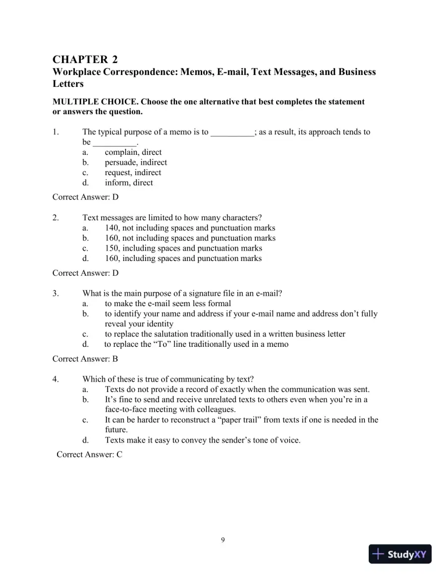 Test Bank for Workplace Communications: The Basics, 8th Edition, page 12