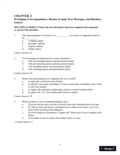Test Bank for Workplace Communications: The Basics, 8th Edition - Page 12 preview image
