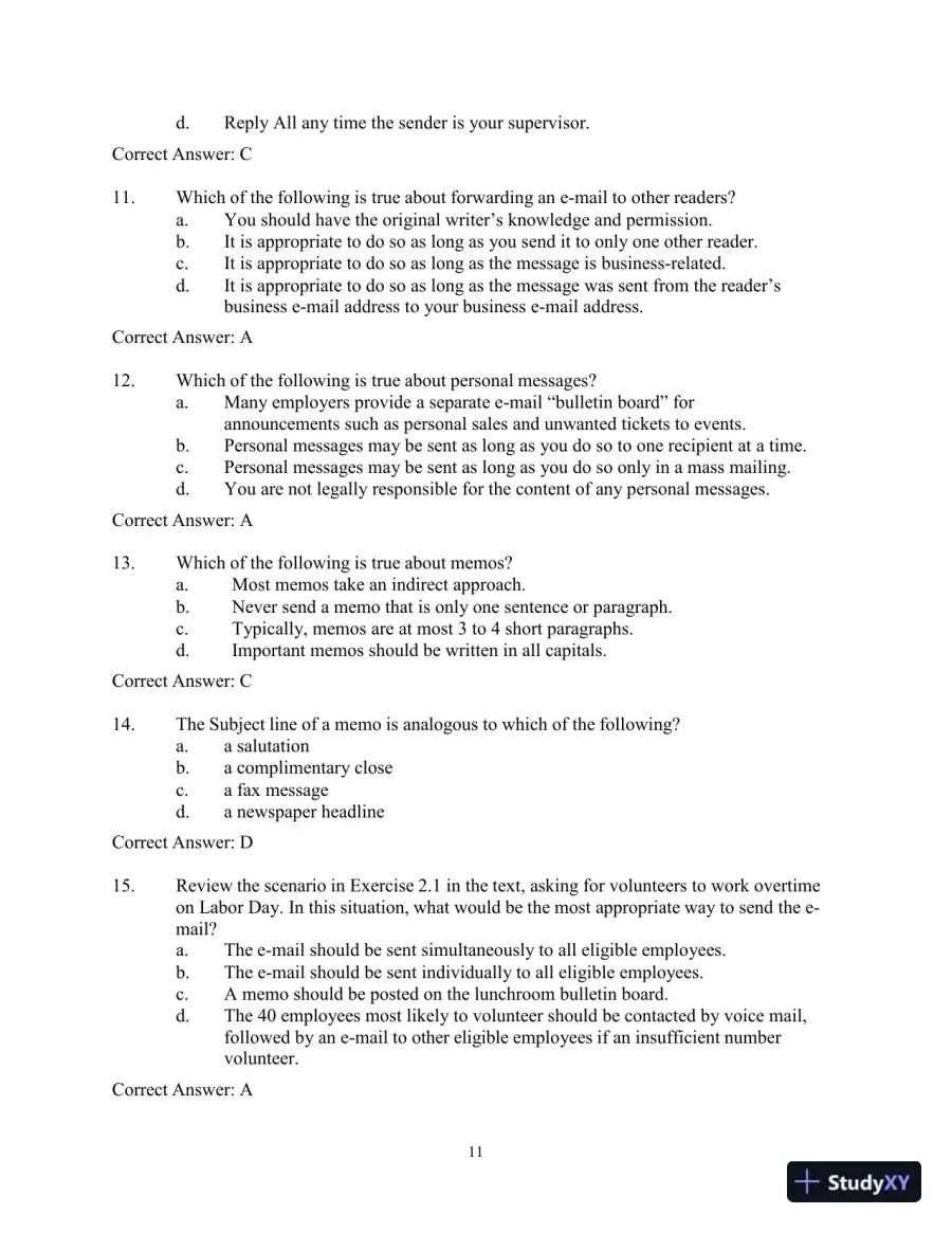 Test Bank for Workplace Communications: The Basics, 8th Edition, page 14