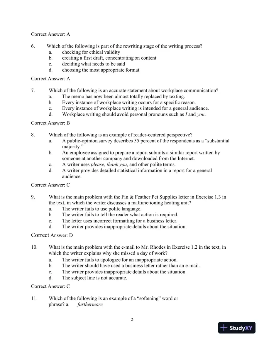 Test Bank for Workplace Communications: The Basics, 8th Edition, page 5