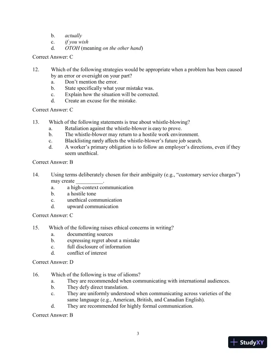 Test Bank for Workplace Communications: The Basics, 8th Edition, page 6