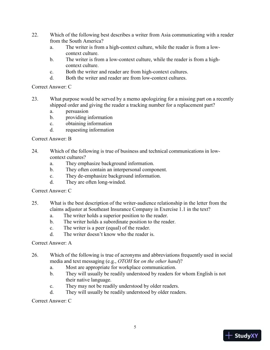 Test Bank for Workplace Communications: The Basics, 8th Edition, page 8