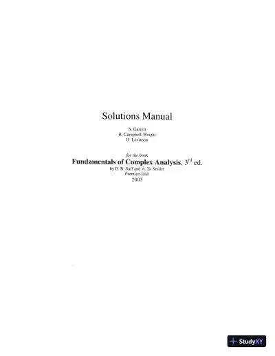 Solution Manual for Fundamentals of Complex Analysis: with Applications to Engineering and Science (Classic Version), 3rd Edition - Page 1 preview image