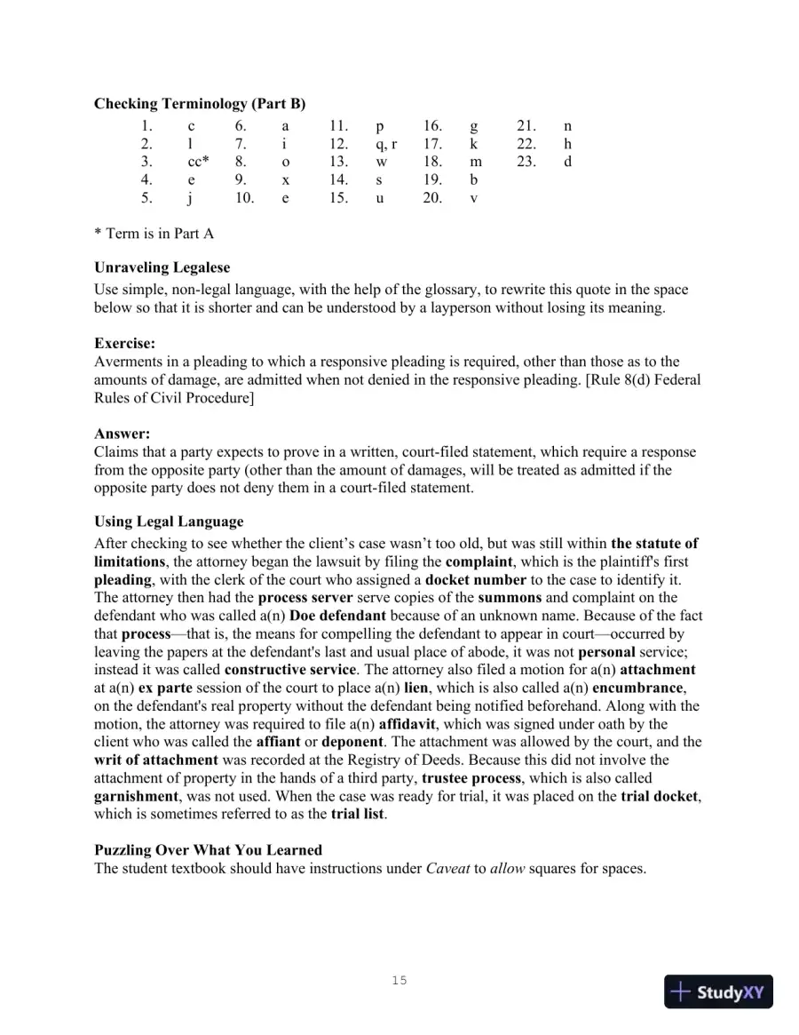 Class Notes For Legal Terminology, 6th Edition, page 15