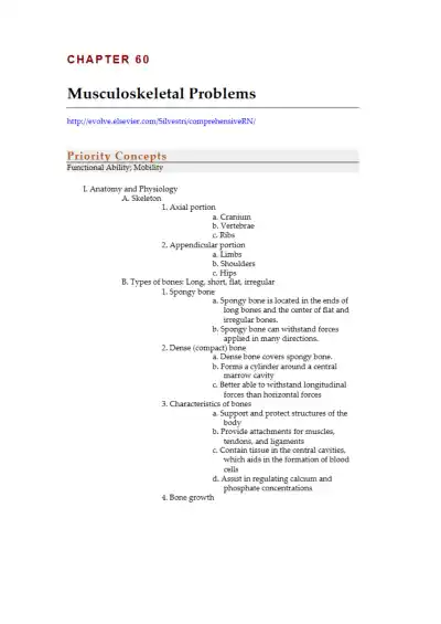 Saunders Musculoskeletal Problems RN Nclex 60 - Page 1 preview image