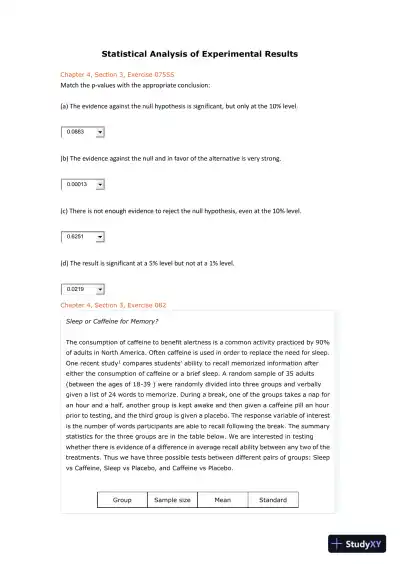 Statistical Analysis of Experimental Results - Page 1 preview image