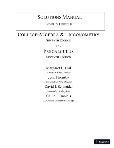 Solution Manual for College Algebra and Trigonometry, 7th Edition - Page 1 preview image
