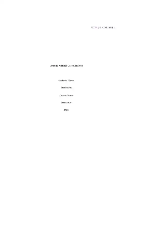 JetBlue Airlines Case Analysis - Page 1 preview image