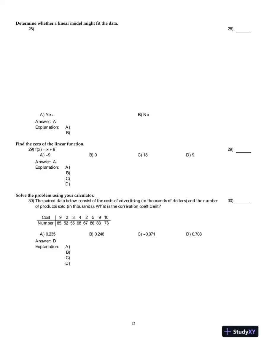 Precalculus: Graphs And Models, A Right Triangle Approach, 6th Edition Test Bank, page 13