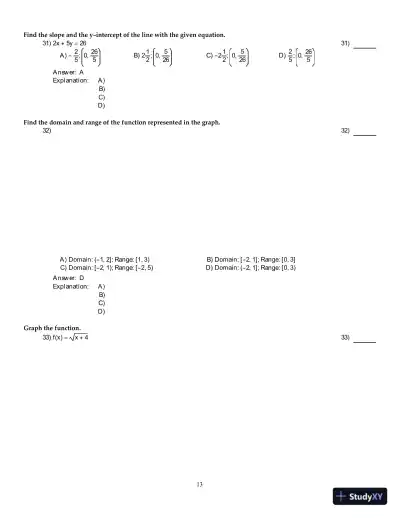 Precalculus: Graphs And Models, A Right Triangle Approach, 6th Edition Test Bank - Page 14 preview image