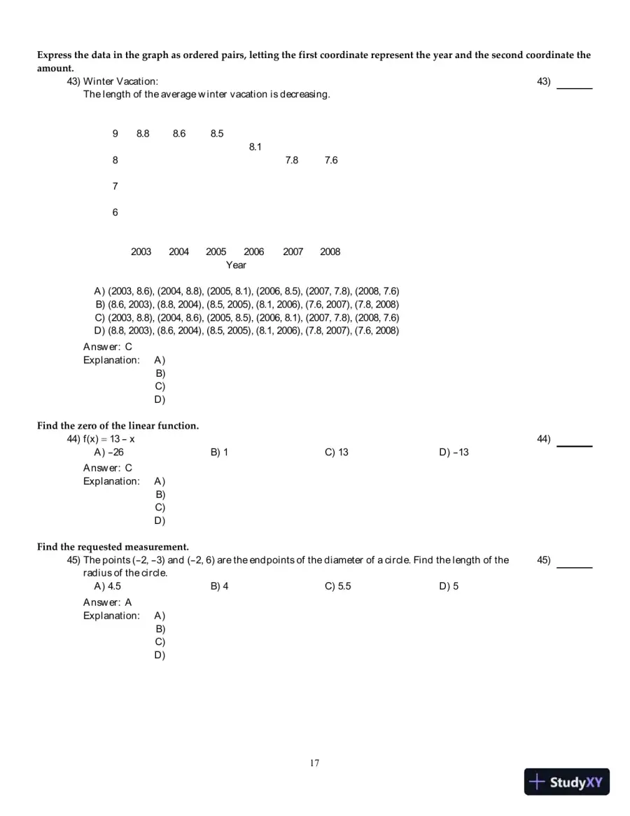 Precalculus: Graphs And Models, A Right Triangle Approach, 6th Edition Test Bank, page 18