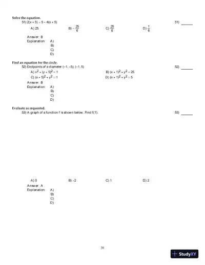 Precalculus: Graphs And Models, A Right Triangle Approach, 6th Edition Test Bank - Page 21 preview image