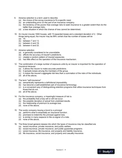 Fundamentals of Risk and Insurance, 11th Edition Test Bank - Page 10 preview image
