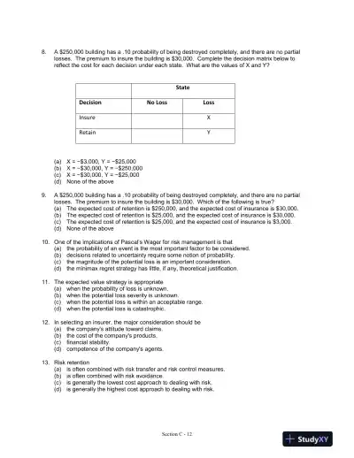 Fundamentals of Risk and Insurance, 11th Edition Test Bank - Page 13 preview image