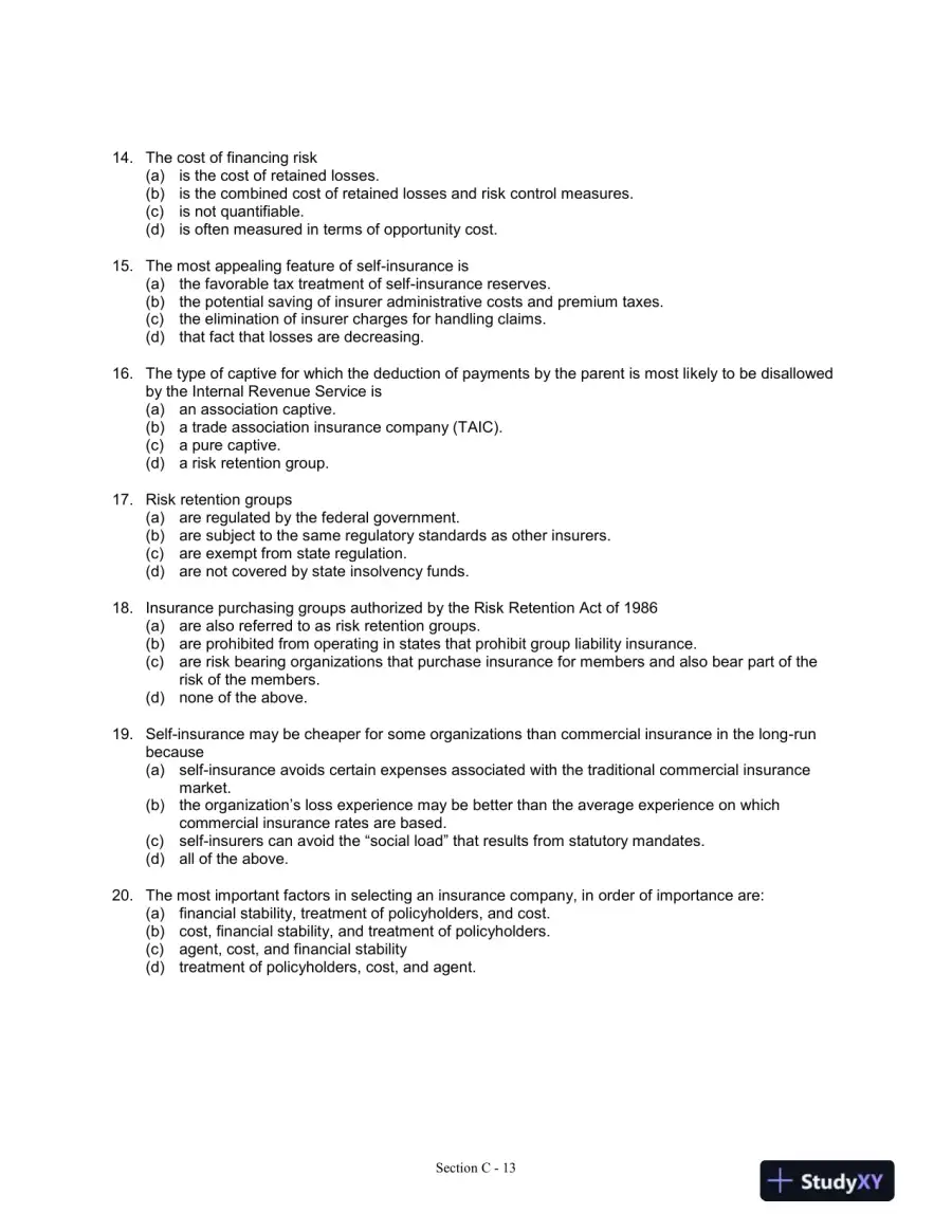 Fundamentals of Risk and Insurance, 11th Edition Test Bank, page 14