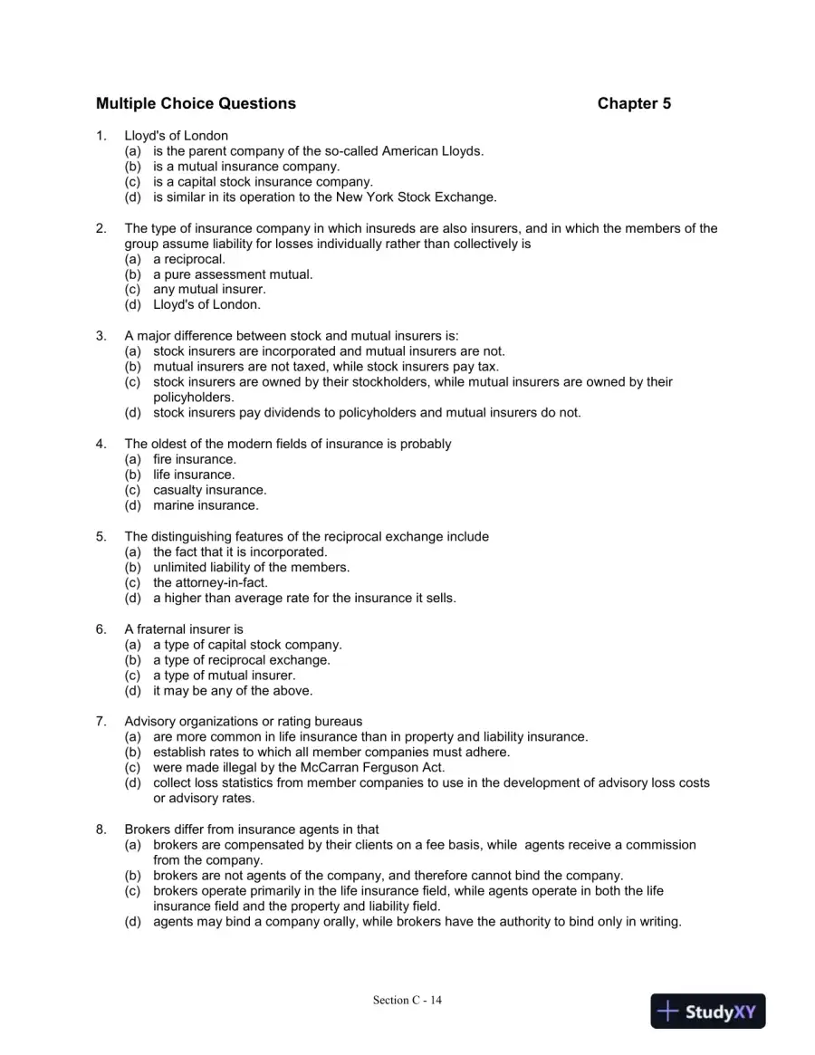 Fundamentals of Risk and Insurance, 11th Edition Test Bank, page 15