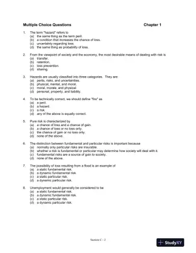 Fundamentals of Risk and Insurance, 11th Edition Test Bank - Page 3 preview image