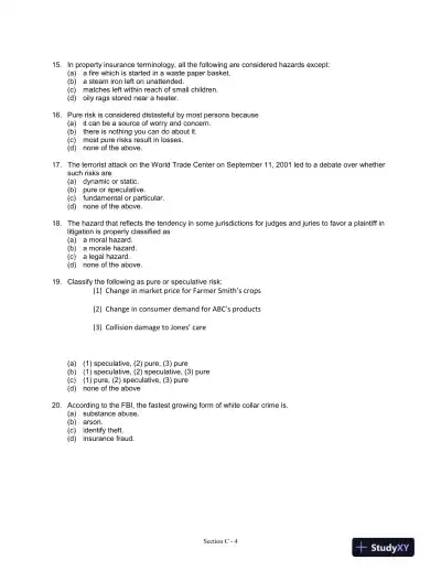Fundamentals of Risk and Insurance, 11th Edition Test Bank - Page 5 preview image