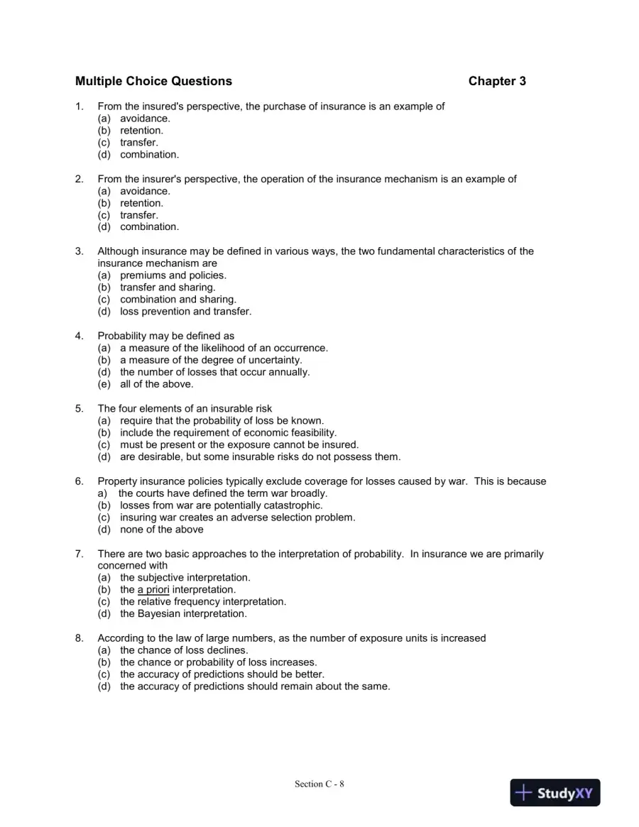 Fundamentals of Risk and Insurance, 11th Edition Test Bank, page 9