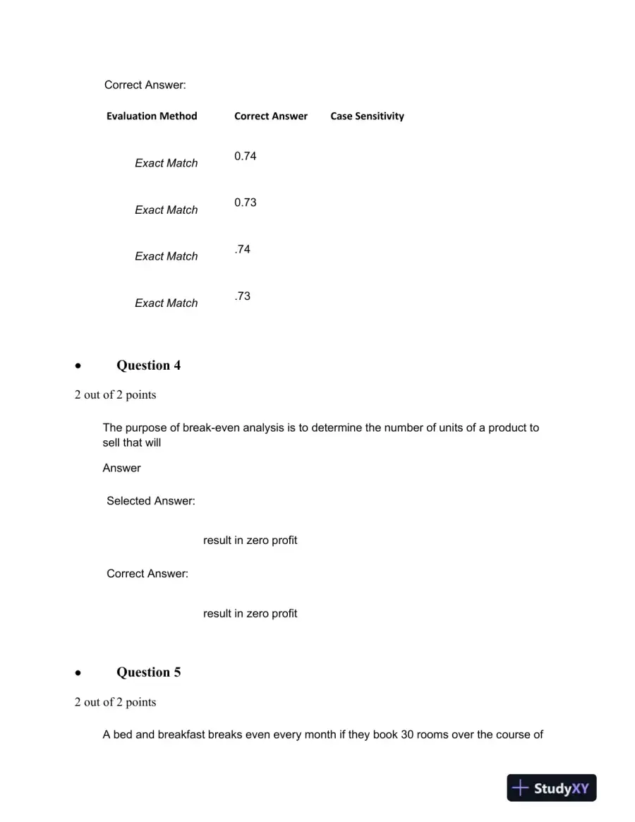 Probability, Break-Even Analysis, and Cost Calculations in Business Decisions, page 4