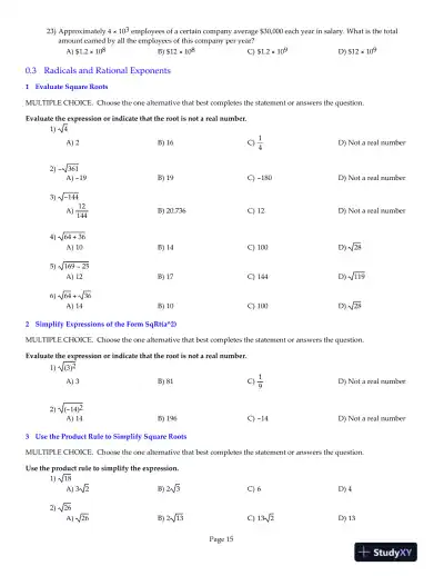 Precalculus Essentials, 4th Edition Test Bank - Page 16 preview image
