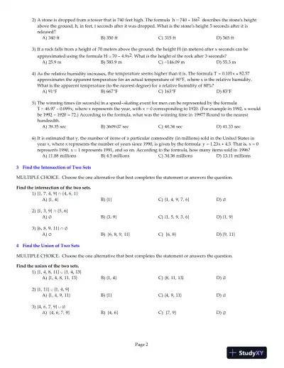 Precalculus Essentials, 4th Edition Test Bank - Page 3 preview image