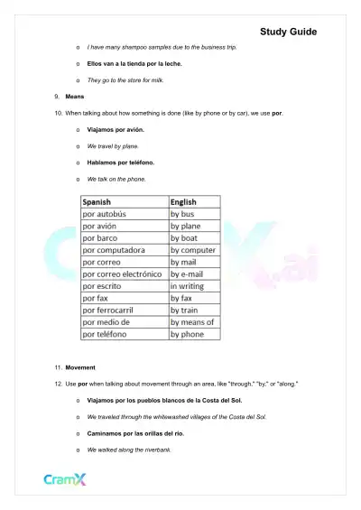 Spanish I - Prepositions - Page 10 preview image