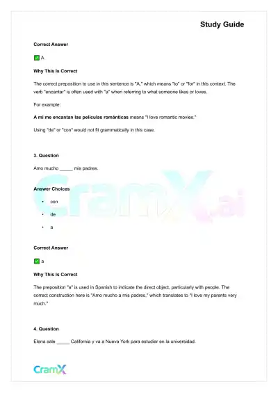 Spanish I - Prepositions - Page 2 preview image