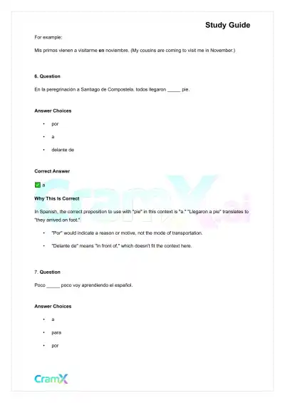 Spanish I - Prepositions - Page 4 preview image