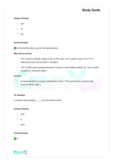 Spanish I - Prepositions - Page 6 preview image