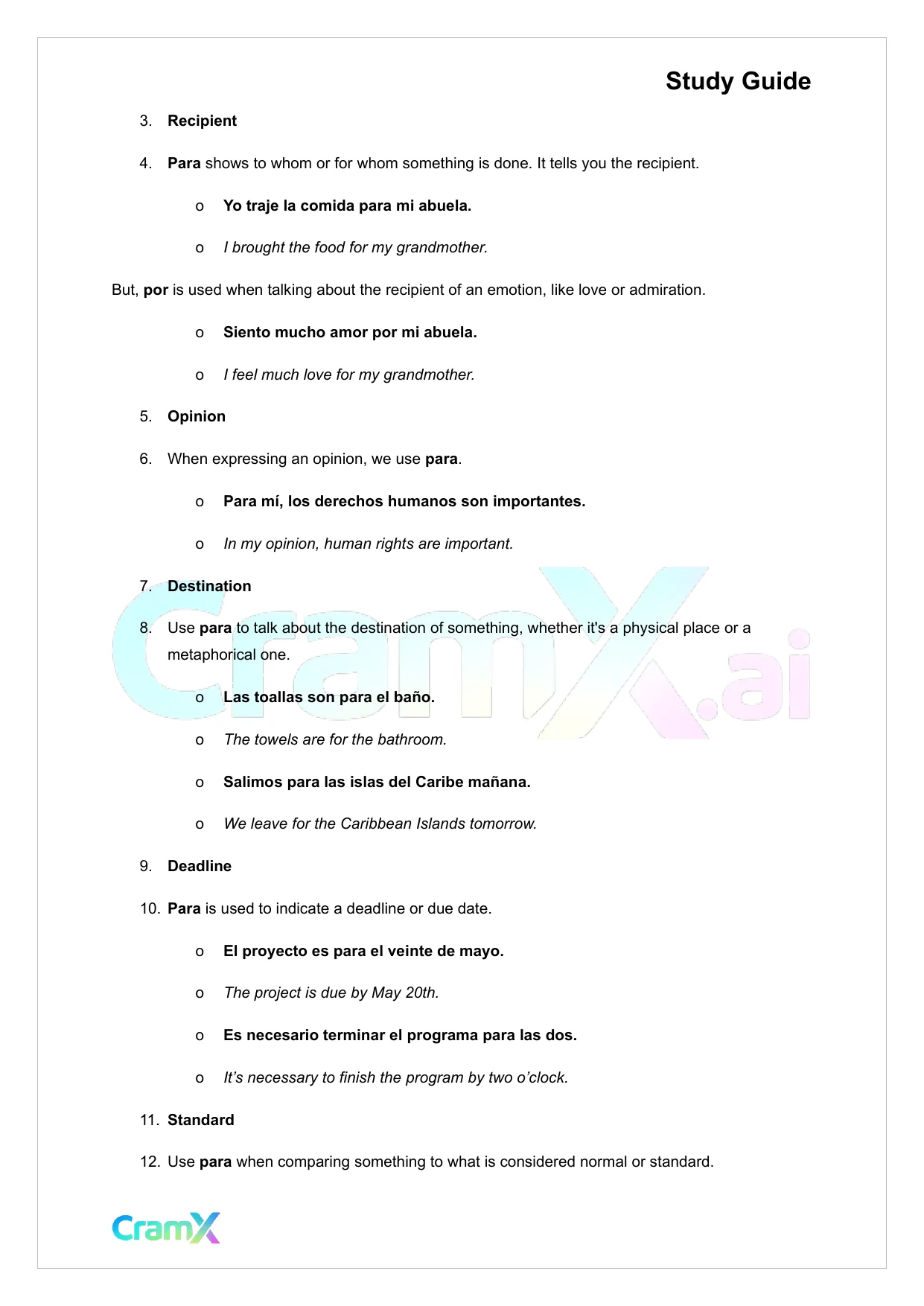 Spanish I - Prepositions - Page 8 preview image